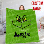 Personalized The Grinch Christmas Blanket, Custom Name Grinch Blanket - Image 5