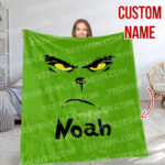 Personalized The Grinch Christmas Blanket, Custom Name Grinch Blanket - Image 4