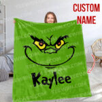 Personalized The Grinch Christmas Blanket, Custom Name Grinch Blanket - Image 3