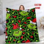 Personalized The Grinch Christmas Blanket, Custom Name Grinch Blanket - Image 6