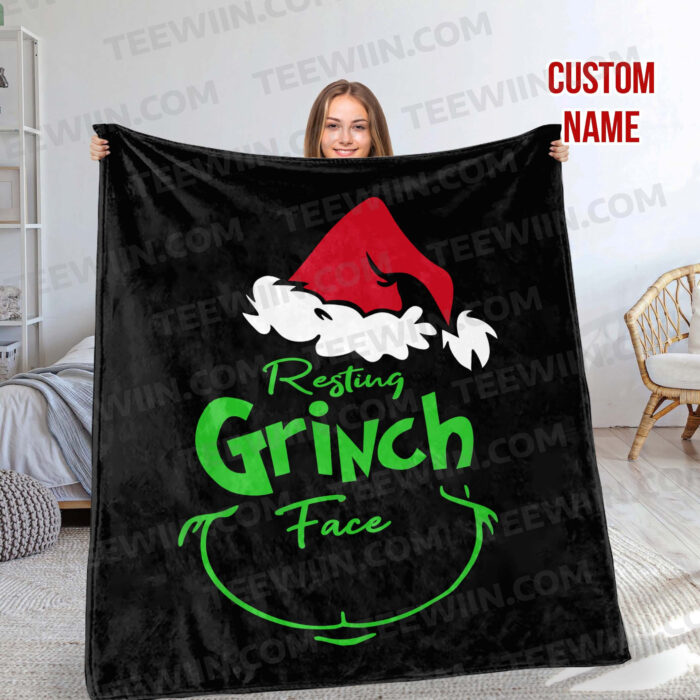Personalized The Grinch Christmas Blanket, Custom Name Grinch Blanket - Image 5