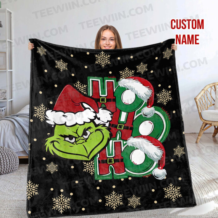 Personalized The Grinch Christmas Blanket, Custom Name Grinch Blanket - Image 8