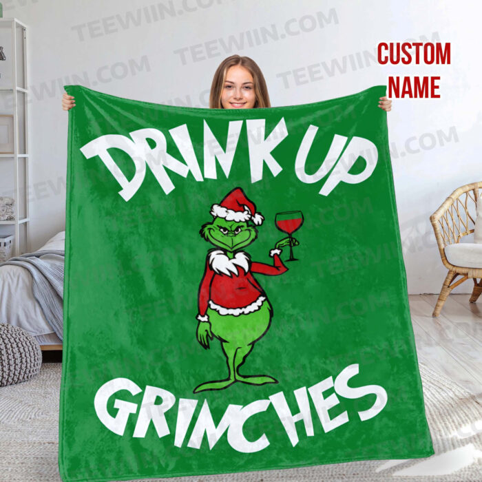 Personalized The Grinch Christmas Blanket, Custom Name Grinch Blanket - Image 9