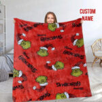 Personalized The Grinch Christmas Blanket, Custom Name Grinch Blanket - Image 10