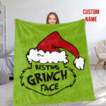 Personalized The Grinch Christmas Blanket, Custom Name Grinch Blanket - Image 7