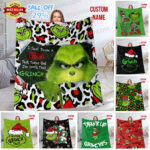 Personalized The Grinch Christmas Blanket, Custom Name Grinch Blanket