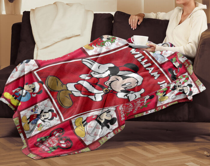 Personalized Christmas Mickey Mouse Throw Blanket Flannel Fleece Bedding Blankets, Disney Ultra Soft for Bed Couch Chair Fit Kids and Adults - Image 3