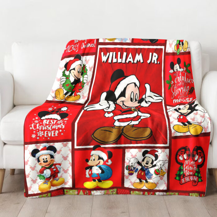Personalized Christmas Mickey Mouse Throw Blanket Flannel Fleece Bedding Blankets, Disney Ultra Soft for Bed Couch Chair Fit Kids and Adults - Image 4