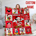 Personalized Christmas Mickey Mouse Throw Blanket Flannel Fleece Bedding Blankets, Disney Ultra Soft for Bed Couch Chair Fit Kids and Adults
