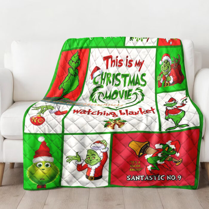 Personalized Christmas Grinch Throw Blanket Flannel Fleece Bedding Blankets, The Grinch Ultra Soft for Bed Couch Chair Fit Kids and Adults - Image 2