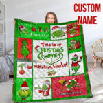 Personalized Christmas Grinch Throw Blanket Flannel Fleece Bedding Blankets, The Grinch Ultra Soft for Bed Couch Chair Fit Kids and Adults