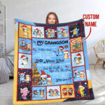 Personalized Christmas Bluey Throw Blanket, To My Badass Granddaughter Ultra Soft for Bed Couch Chair Fit Kids and Adults