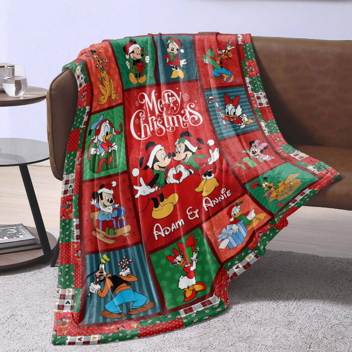 Personalized Mickey and Minnie Christmas Quilt Blankets, Disney Ultra Soft for Bed Couch Chair Fit Kids and Adults - Image 4
