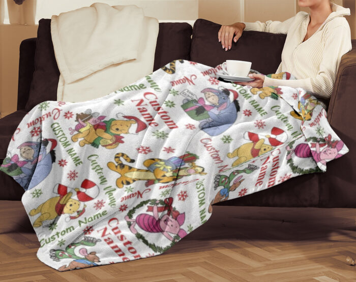Personalized Christmas Winnie The Pooh Blanket, Disney Blanket, Disney Ultra Soft for Bed Couch Chair Fit Kids and Adults - Image 3