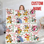 Personalized Christmas Winnie The Pooh Blanket, Disney Blanket, Disney Ultra Soft for Bed Couch Chair Fit Kids and Adults