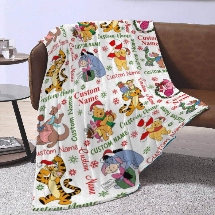 Personalized Christmas Winnie The Pooh Blanket, Disney Blanket, Disney Ultra Soft for Bed Couch Chair Fit Kids and Adults - Image 4