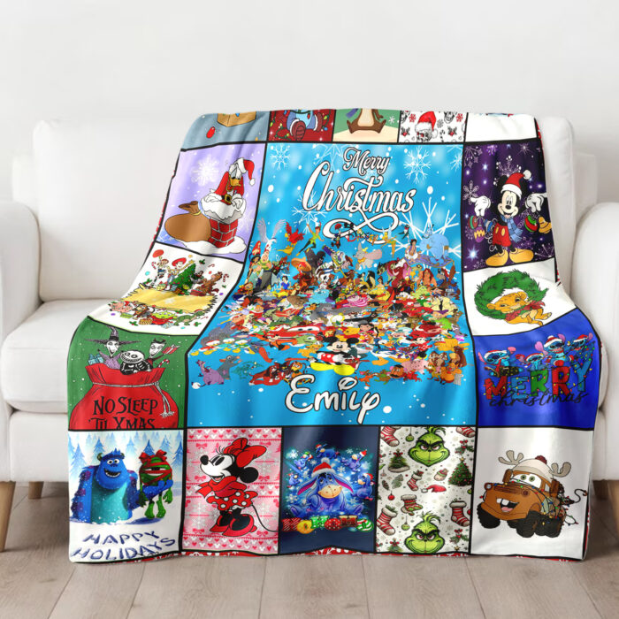 Personalized Disney Mickey and Friends Christmas Quilt Blankets, Disney Ultra Soft for Bed Couch Chair Fit Kids and Adults - Image 2