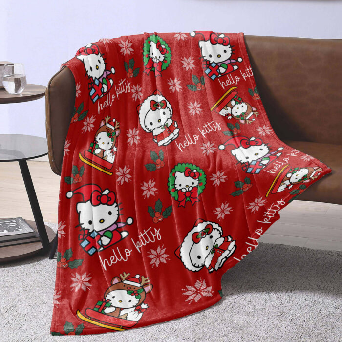 Personalized Hello Kitty Christmas Quilt Blankets, Hello Kitty Ultra Soft for Bed Couch Chair Fit Kids and Adults - Image 2