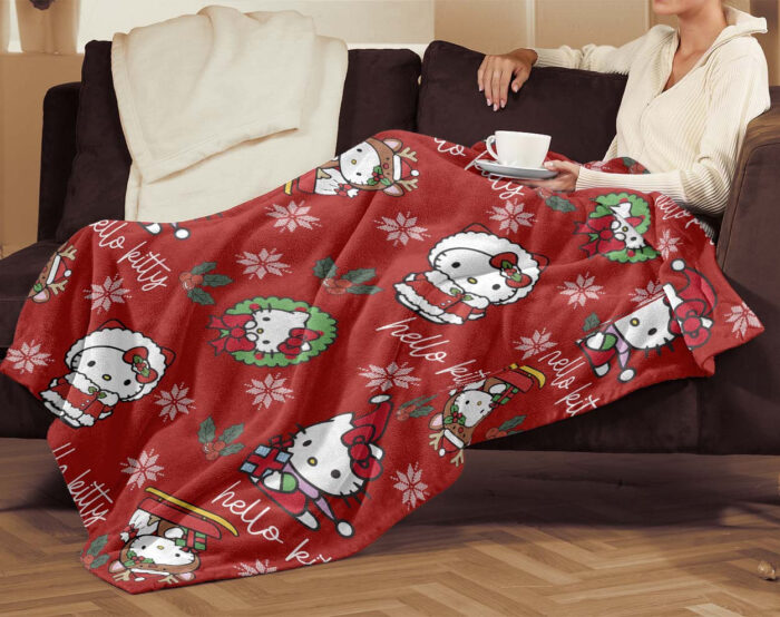 Personalized Hello Kitty Christmas Quilt Blankets, Hello Kitty Ultra Soft for Bed Couch Chair Fit Kids and Adults - Image 3