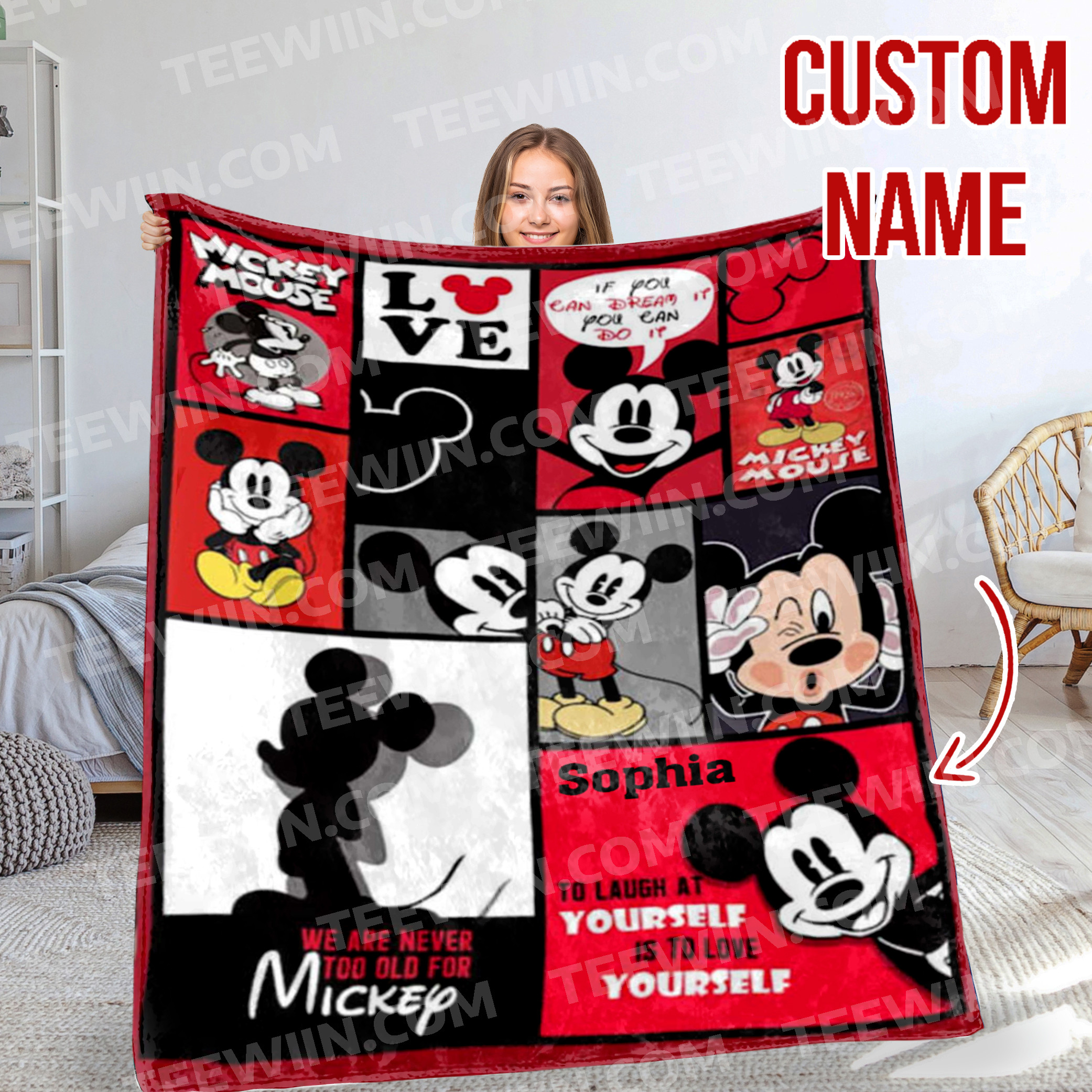 1726816324649.jpg Personalized Mickey Mouse Mickey Lover Disney Fan Quilt Blanket, Blanket Home Decor Gift - Image 1