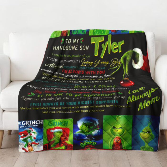 Personalized Christmas Grinch Throw Blanket Flannel Fleece Bedding Blankets, The Grinch Ultra Soft for Bed Couch Chair Fit Kids and Adults - Image 2