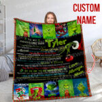 Personalized Christmas Grinch Throw Blanket Flannel Fleece Bedding Blankets, The Grinch Ultra Soft for Bed Couch Chair Fit Kids and Adults