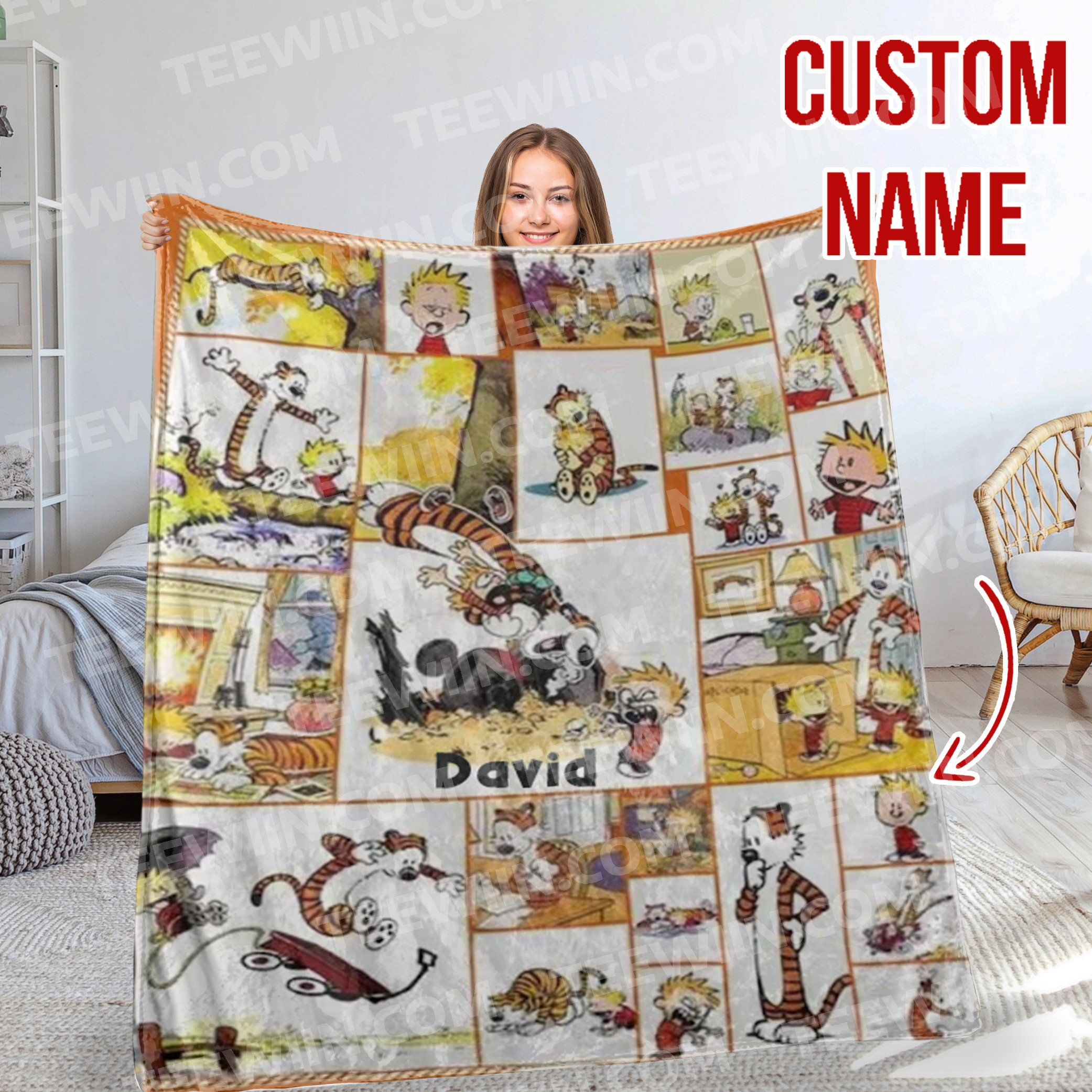 1726817062481.jpg Personalized Funny Calvin Movie Hobbes Cartoon Fleece Blanket, Cute Comic Blanket, Calvin Film Hobbes Funny Blanket, Nice Gifts on Birthday, Christmas - Image 1
