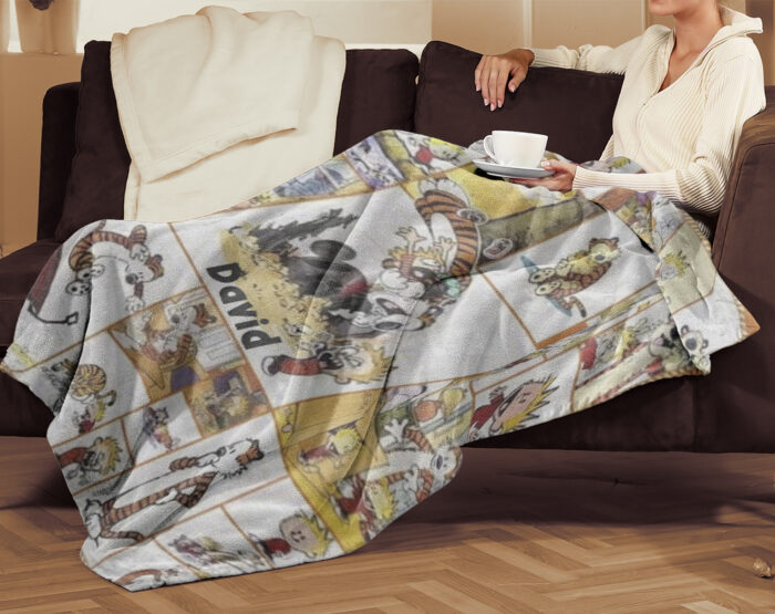 Personalized Funny Calvin Movie Hobbes Cartoon Fleece Blanket, Cute Comic Blanket, Calvin Film Hobbes Funny Blanket, Nice Gifts on Birthday, Christmas - Image 4