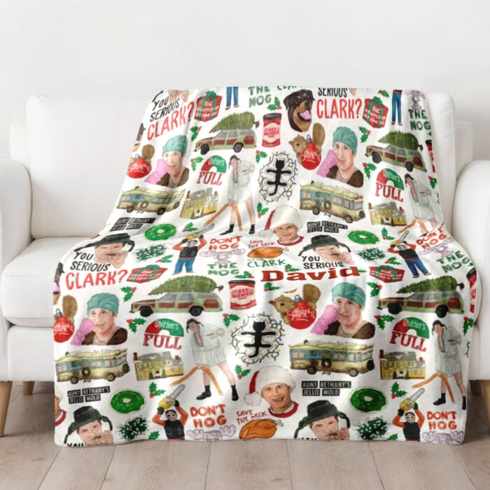 Personalized Christmas Vacation Blanket, Christmas movie Blanket, Griswold Fleece Blanket - Image 2