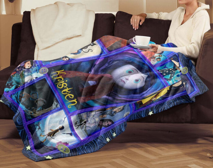 Personalized Coraline Quilt Blanket, Personalized Coraline Throw Blanket, Coraline Blanket, Halloween Blanket, Coraline Blanket Gift For Baby - Image 2
