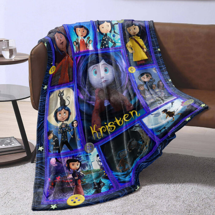 Personalized Coraline Quilt Blanket, Personalized Coraline Throw Blanket, Coraline Blanket, Halloween Blanket, Coraline Blanket Gift For Baby - Image 3