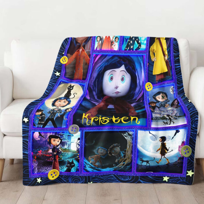 Personalized Coraline Quilt Blanket, Personalized Coraline Throw Blanket, Coraline Blanket, Halloween Blanket, Coraline Blanket Gift For Baby - Image 4