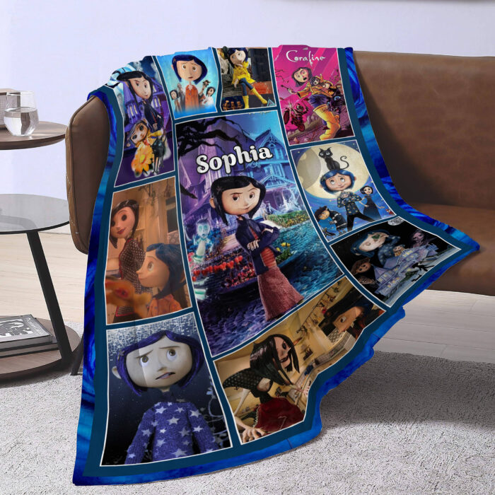 Personalized Coraline Throw Blanket, Custom Coraline Quilt Blanket, Coraline Blanket, Halloween Blanket, Coraline Blanket Gift For Baby - Image 4