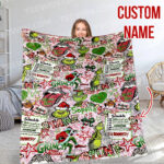 Personalized Christmas Grinch Throw Blanket, Grinch Stink STANK Stunk Blankets, The Grinch Ultra Soft for Bed