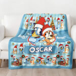 Personalized Bluey Dog Blanket, Christmas Bluey Blanket, Personalized Blanket for Toddlers, Bluey Gifts for Kids - Image 2
