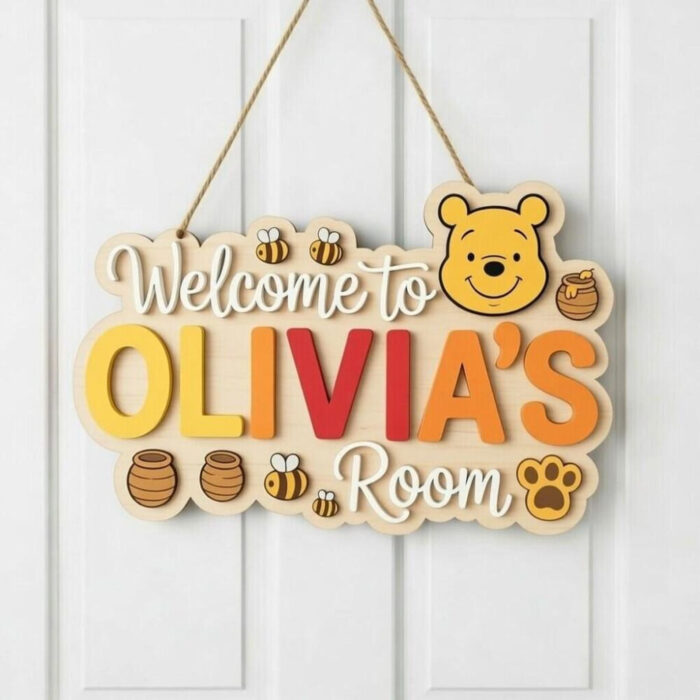 Custom Name Sign for Kids Room - Layered Wood Wall Art - Mickey, Stitch, Pooh, Star Wars Door Decor - Gift for Boys & Girls - Image 3
