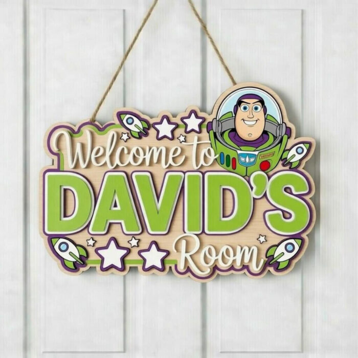 Custom Name Sign for Kids Room - Layered Wood Wall Art - Mickey, Stitch, Pooh, Star Wars Door Decor - Gift for Boys & Girls - Image 5