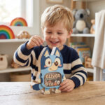 Personalized Bluey Piggy Bank for Kids - Custom Wooden Coin Bank with Clear Window - Personalized Birthday Gift - Image 3