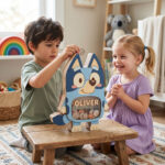 Personalized Bluey Piggy Bank for Kids - Custom Wooden Coin Bank with Clear Window - Personalized Birthday Gift - Image 2