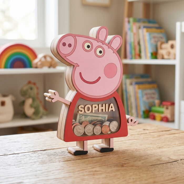 Custom Wooden Coin Bank with Clear Window - Personalized Birthday Gift - Image 4