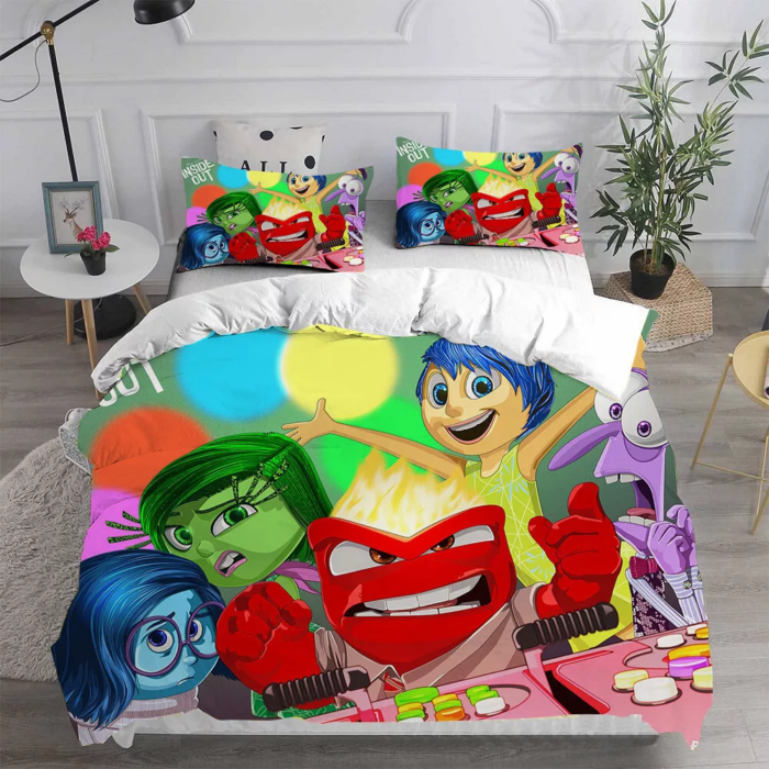 Inside Out Joy Sadness Fear 3D Duvet Cover Fold Hem Bedding Set Pillowcase Quilt Single - Image 2