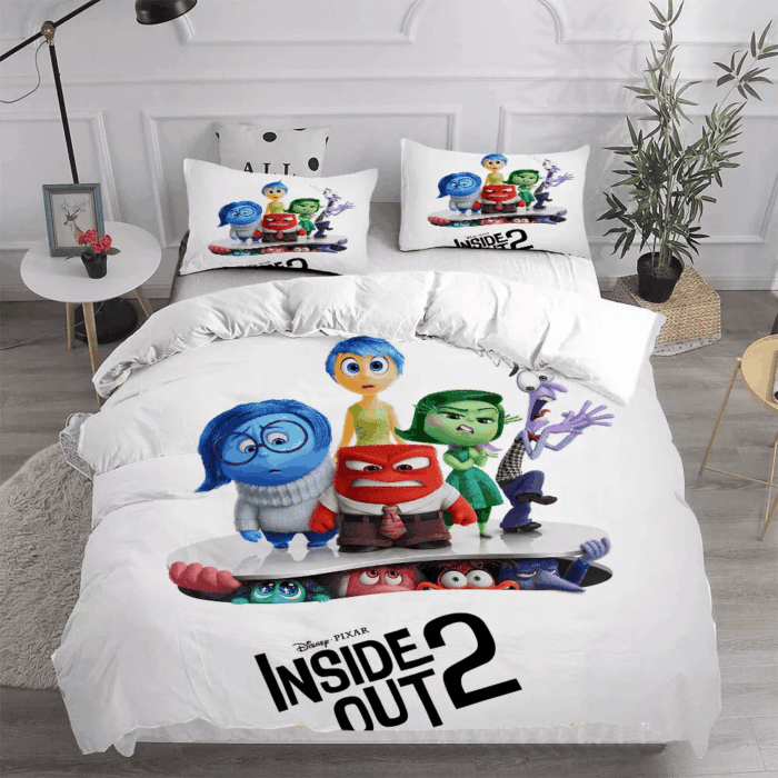 Inside Out Joy Sadness Fear 3D Duvet Cover Fold Hem Bedding Set Pillowcase Quilt Single - Image 5