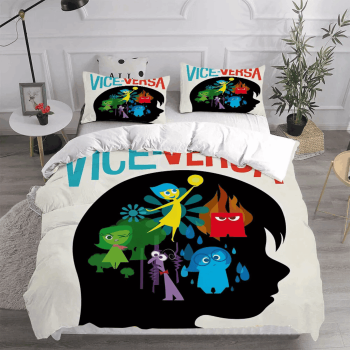 Inside Out Joy Sadness Fear 3D Duvet Cover Fold Hem Bedding Set Pillowcase Quilt Single - Image 7