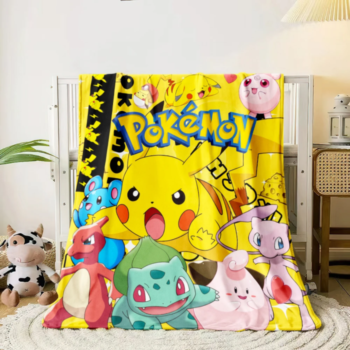 Pokemon Blanket, Cute Cartoon Throw Blankets, Pikachu Children Blanket Gift - Image 4
