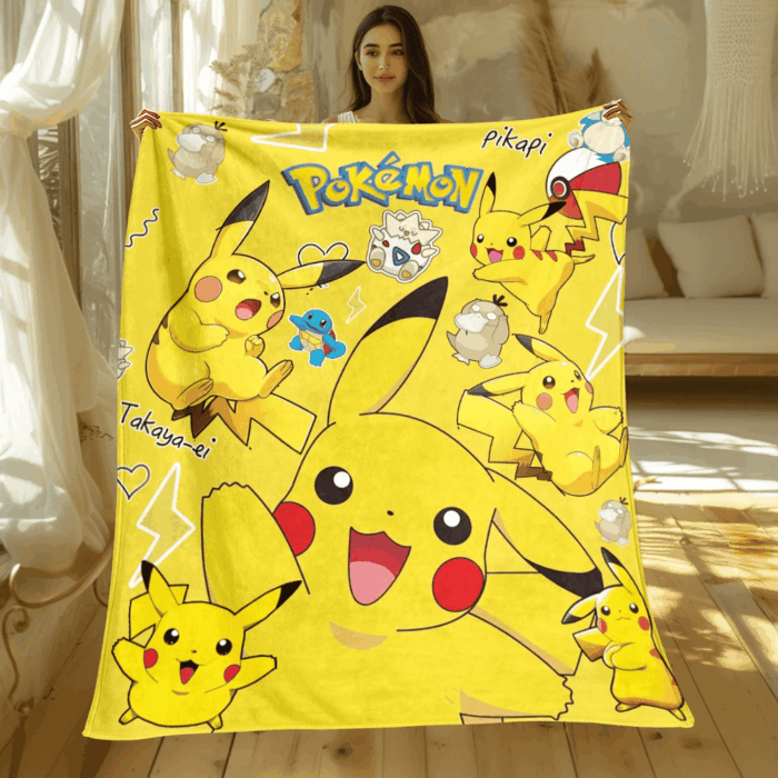 Pokemon Blanket, Cute Cartoon Throw Blankets, Pikachu Children Blanket Gift - Image 5