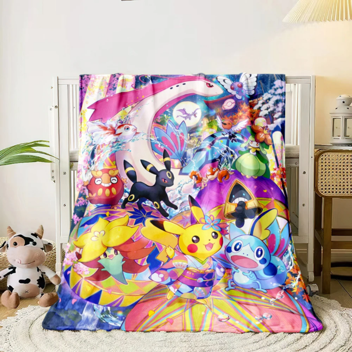 Pokemon Blanket, Cute Cartoon Throw Blankets, Pikachu Children Blanket Gift - Image 6