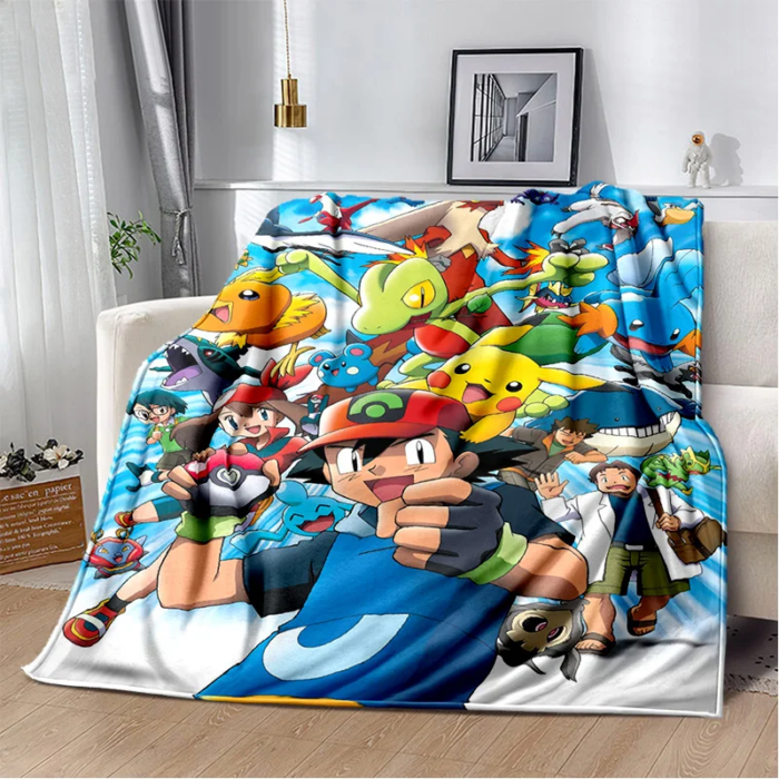 Pokemon Blanket, Cute Cartoon Throw Blankets, Pikachu Children Blanket Gift - Image 9