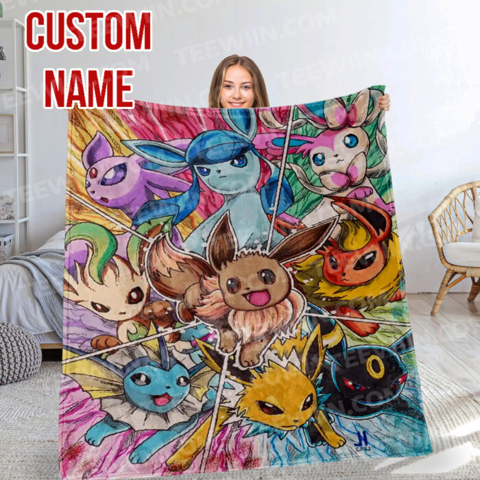 Personalized Anime Hand Woven Blanket Manga Tapestry, Pokemon Blanket, Custom Name Anime Blanket - Image 3