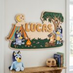 3D Layered Wood Name Sign | Personalized Bluey Nursery Decor 2 | Custom Kids Room Wooden Wall Art
