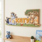 3D Layered Wood Name Sign | Personalized Bluey Nursery Decor 3 | Custom Kids Room Wooden Wall Art - Image 2